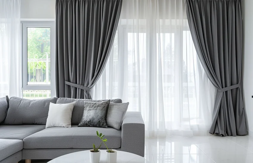 Double layer curtains for living room