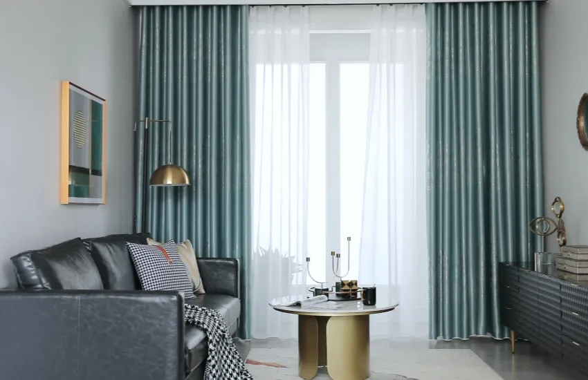 blackout and sheer curtains in livingroom