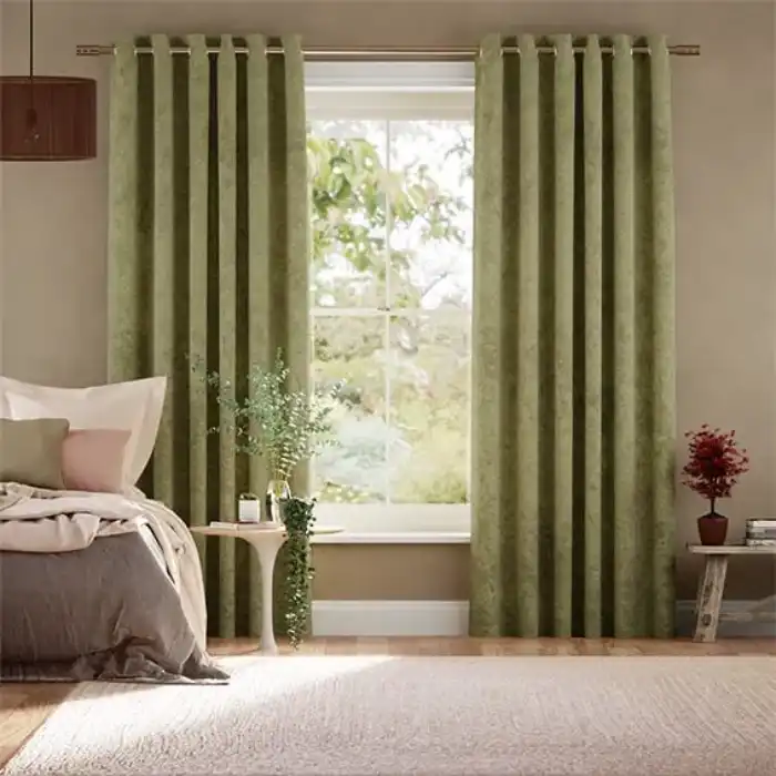 one colored eyelet window curtain