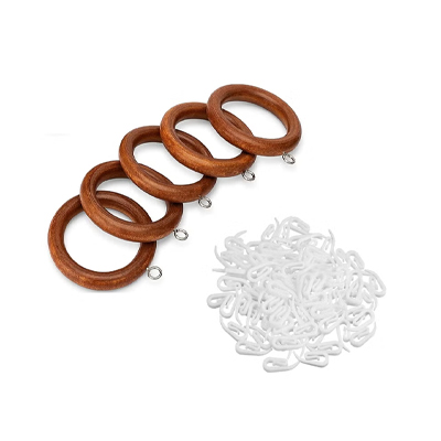Rosewood Natural Finish Wooden Curtain Rings