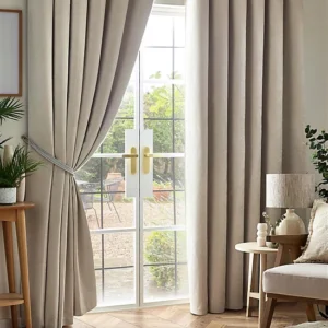 Chenille Blackout Pencil Pleat Taped Top Curtains Cream