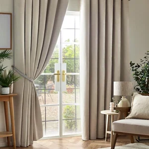Chenille Blackout Ring Top Eyelet Curtains Cream