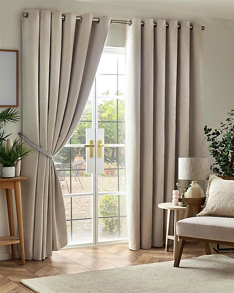 Chenille Blackout Ring Top Eyelet Curtains Cream