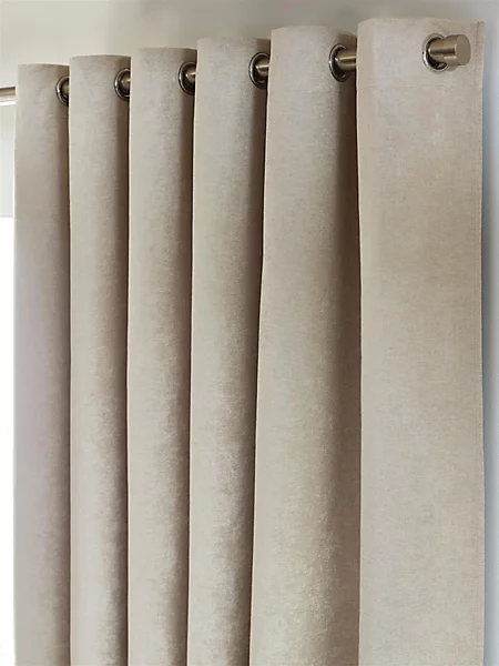 Chenille Blackout Ring Top Eyelet Curtains Cream