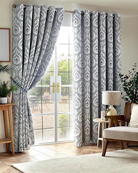 Victoria Room Darkening Ring Top Curtains Blue