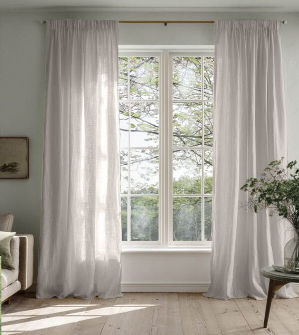 Beata Bone White Linen curtains