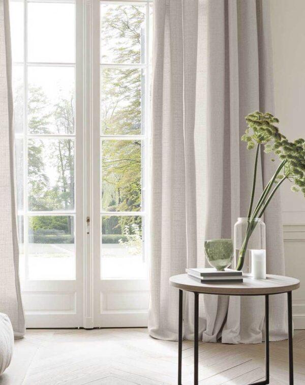 Beata Bone White Linen curtains