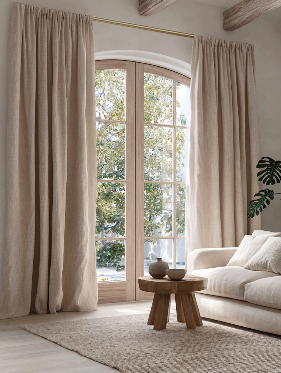 Carita Oatmeal 300cm Linen curtains