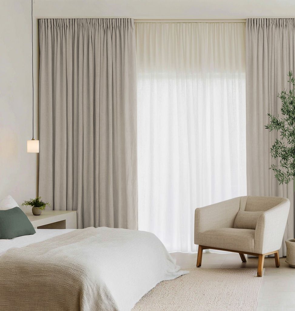 Carita Oatmeal 300cm Linen curtains