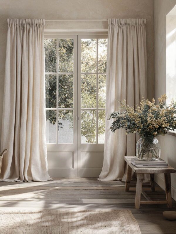 Vilma Oatmeal 300cm Linen curtains