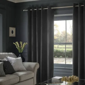 Obsidian Charcoal Matte Velvet window curtain