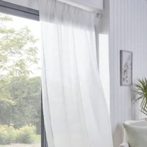 White Crinkle Slot Top Sheer Curtain