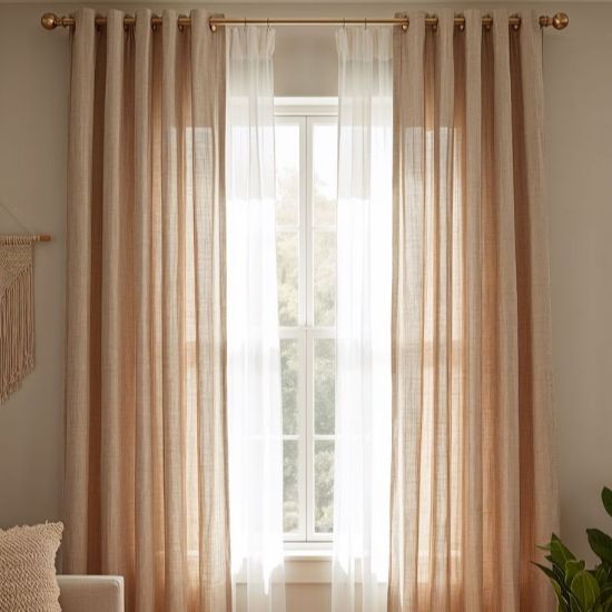 Linen curtain and sheer window curtains