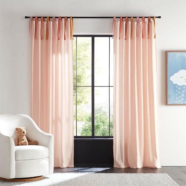 Pink cotton window curtain