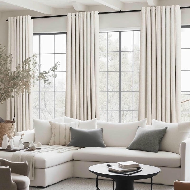 blackout eyelet curtain install in Al quoz home