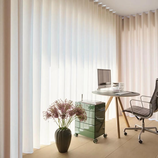 sheer window curtain install in office room