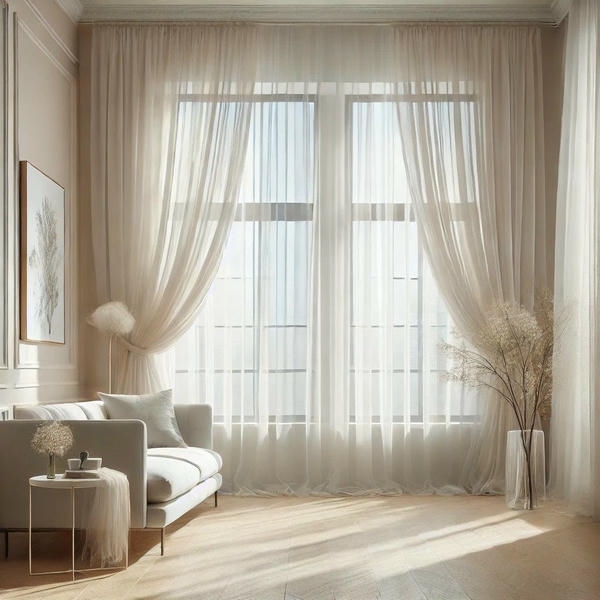 chiffon window curtain install in living room