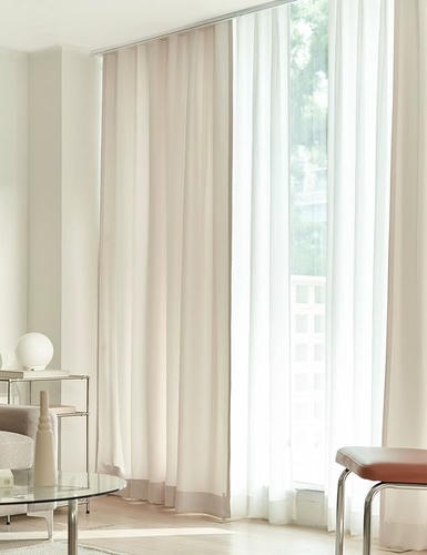 Chiffon curtain install in living room