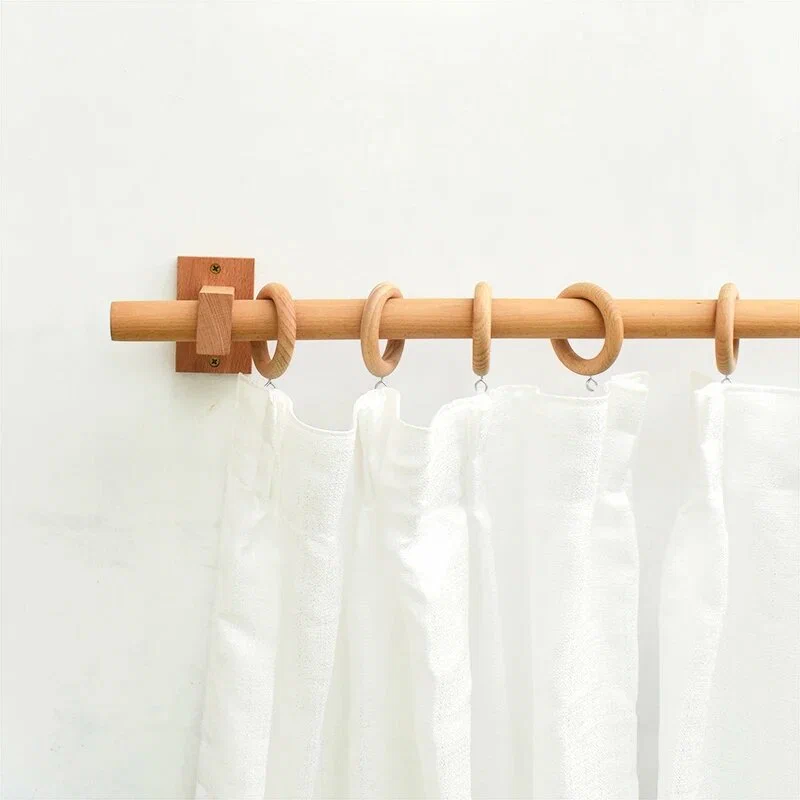 Wooden Curtain Rods install with linen price