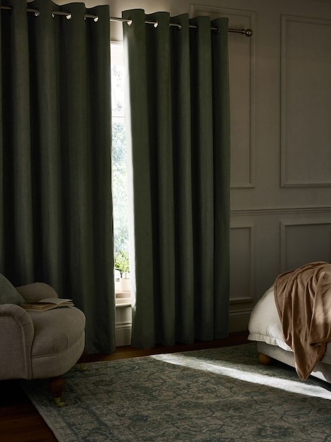 Green Olive Blackout Cotton Curtains