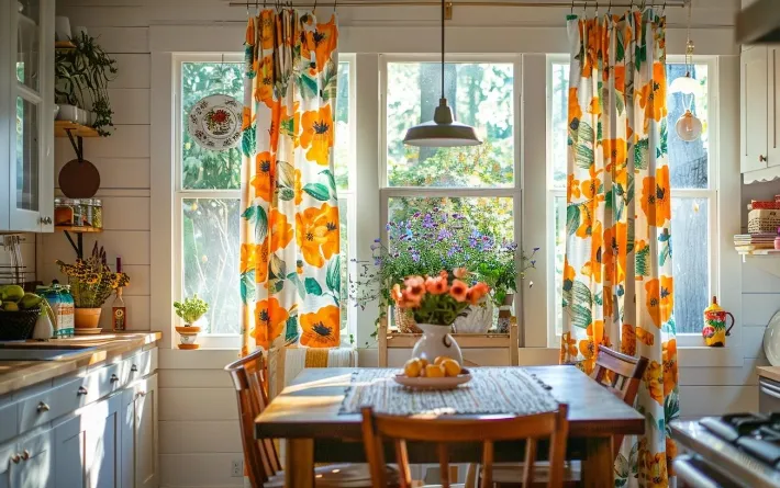 Floral pattern kitchen curtain dubai