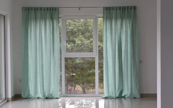 Linen window curtain installation projects