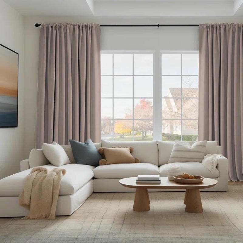 blackout curtain install in modern home living room
