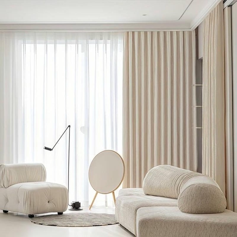 double layer window curtain install in Dubai villa