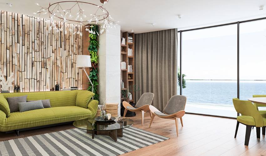 home style with motorized curtains