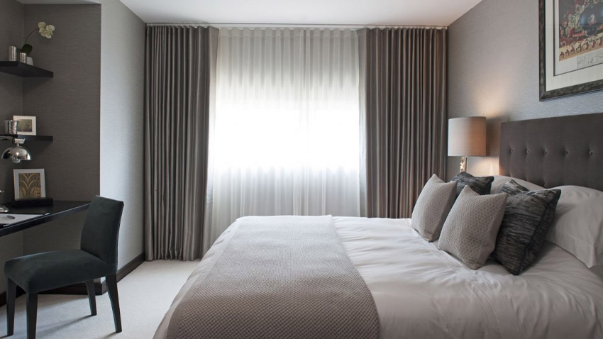 Motorized curtain install in bedroom for privacy