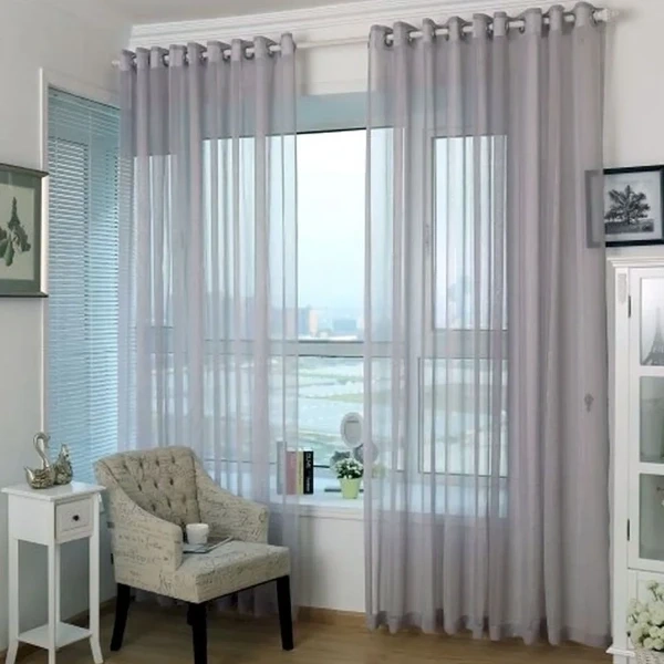 sheer window curtain installation project in Dubai