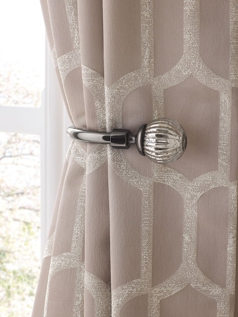 Set of 2 Pewter Grey Mercury Glass Curtain