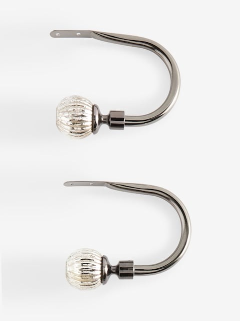 Set of 2 Pewter Grey Mercury Glass Curtain