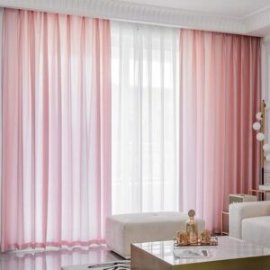 Silk Road Coral Powder Pink Chiffon Curtain