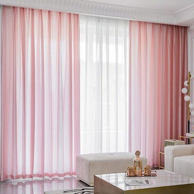 Silk Road Coral Powder Pink Chiffon Curtain