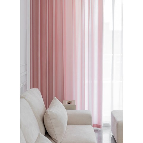 Silk Road Coral Powder Pink Chiffon Voile Curtain