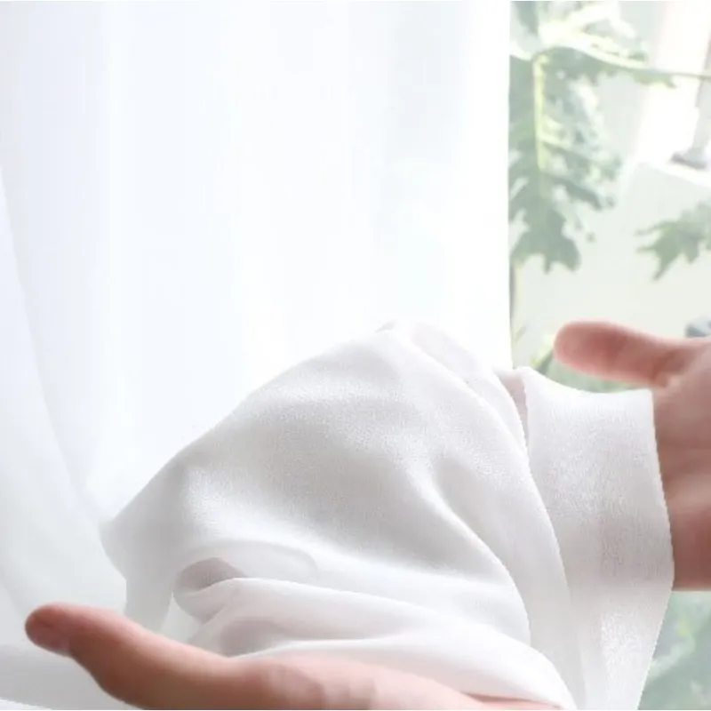 Soft Breeze Brilliant White Chiffon Sheer Voile Curtain