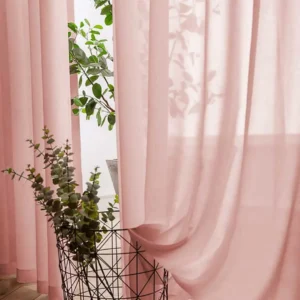 Soft Breeze Coral Pink Chiffon Voile Curtain