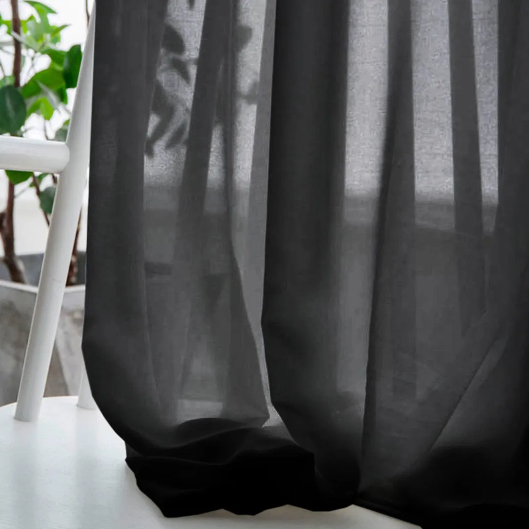 Soft Breeze Dark Coffee Brown Chiffon Voile Curtain
