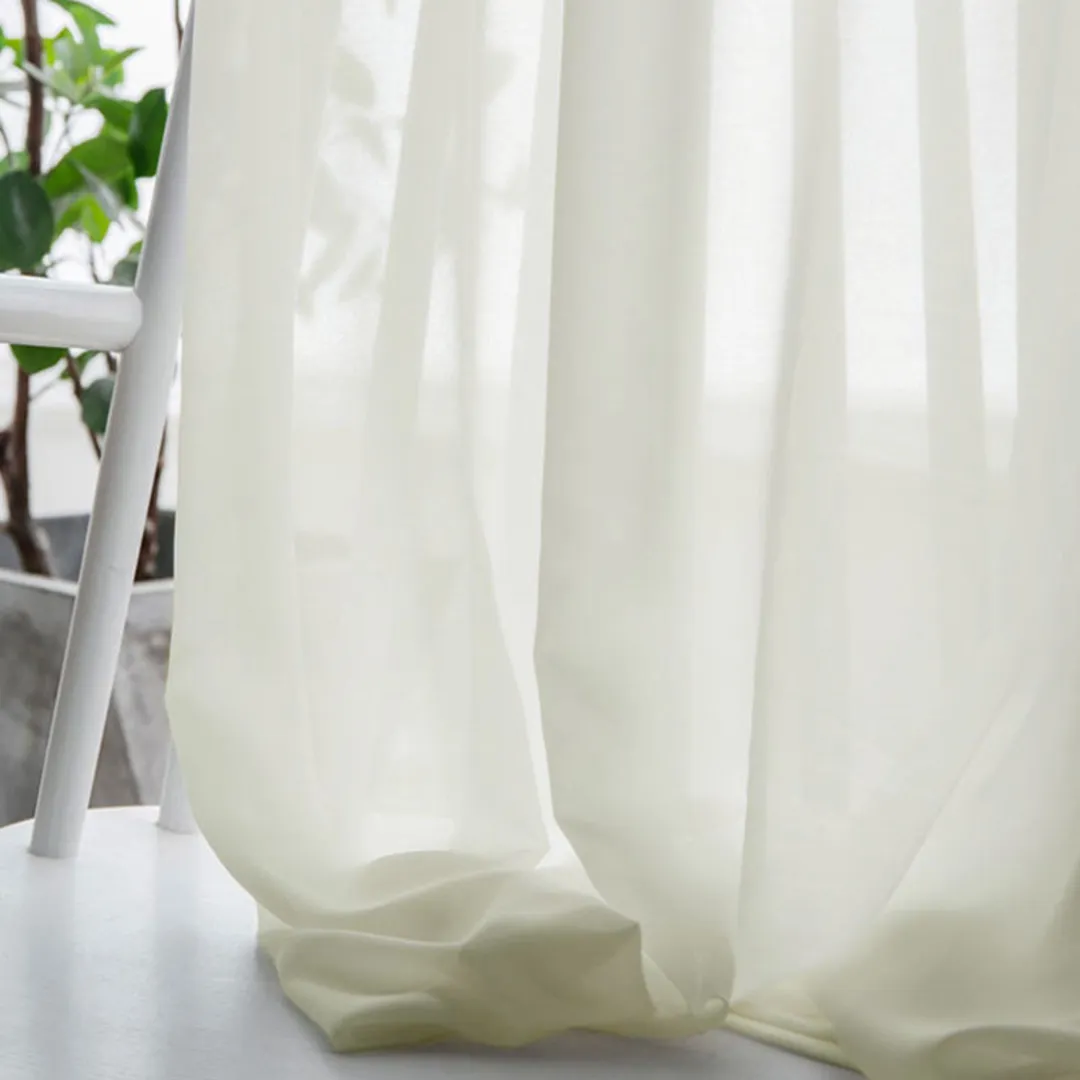 Soft Breeze Pastel Yellow Chiffon Voile Curtain