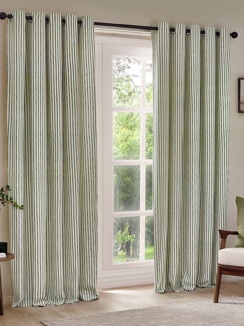 Yard Green Hebden Striped Lined Curtains