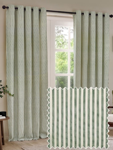 Yard Green Hebden Striped Lined Curtains