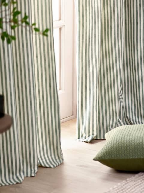 Yard Green Hebden Striped Lined Curtains