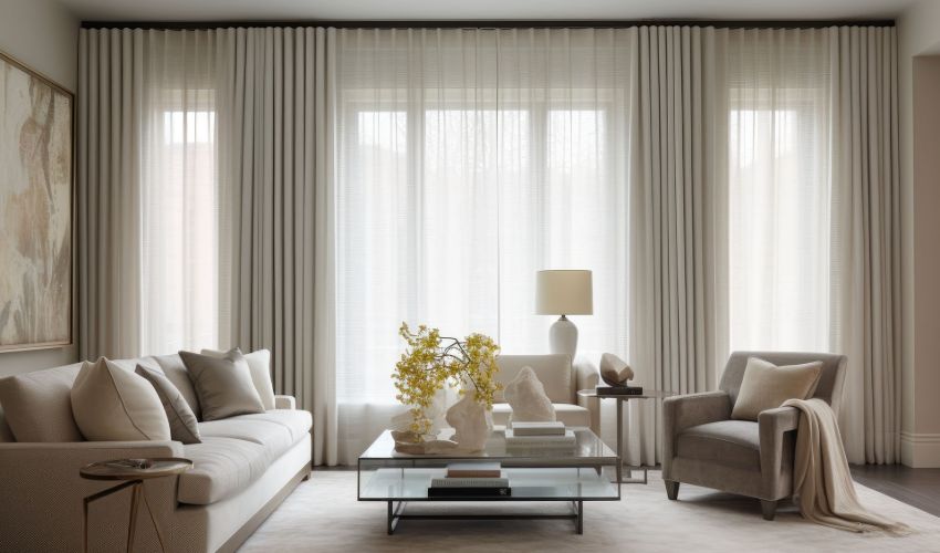 sheer curtain install in living room