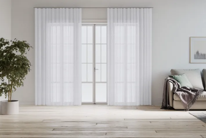 white sheer window curtain in living Room