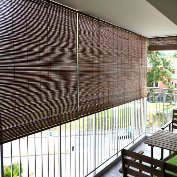 Bamboo blinds install in Outdoor Space