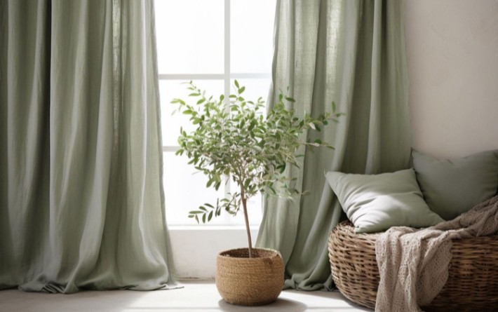 Linen window curtain For living room