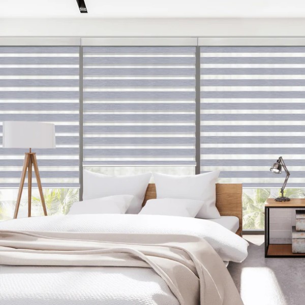 Motorized zebra blinds In Bedroom