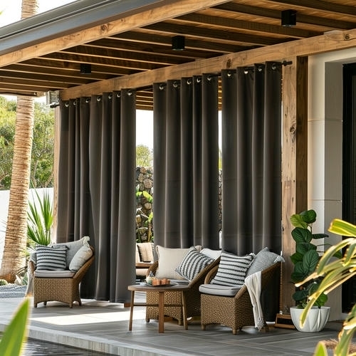 Eyelet Style Outdoor Curtain install in Dubai