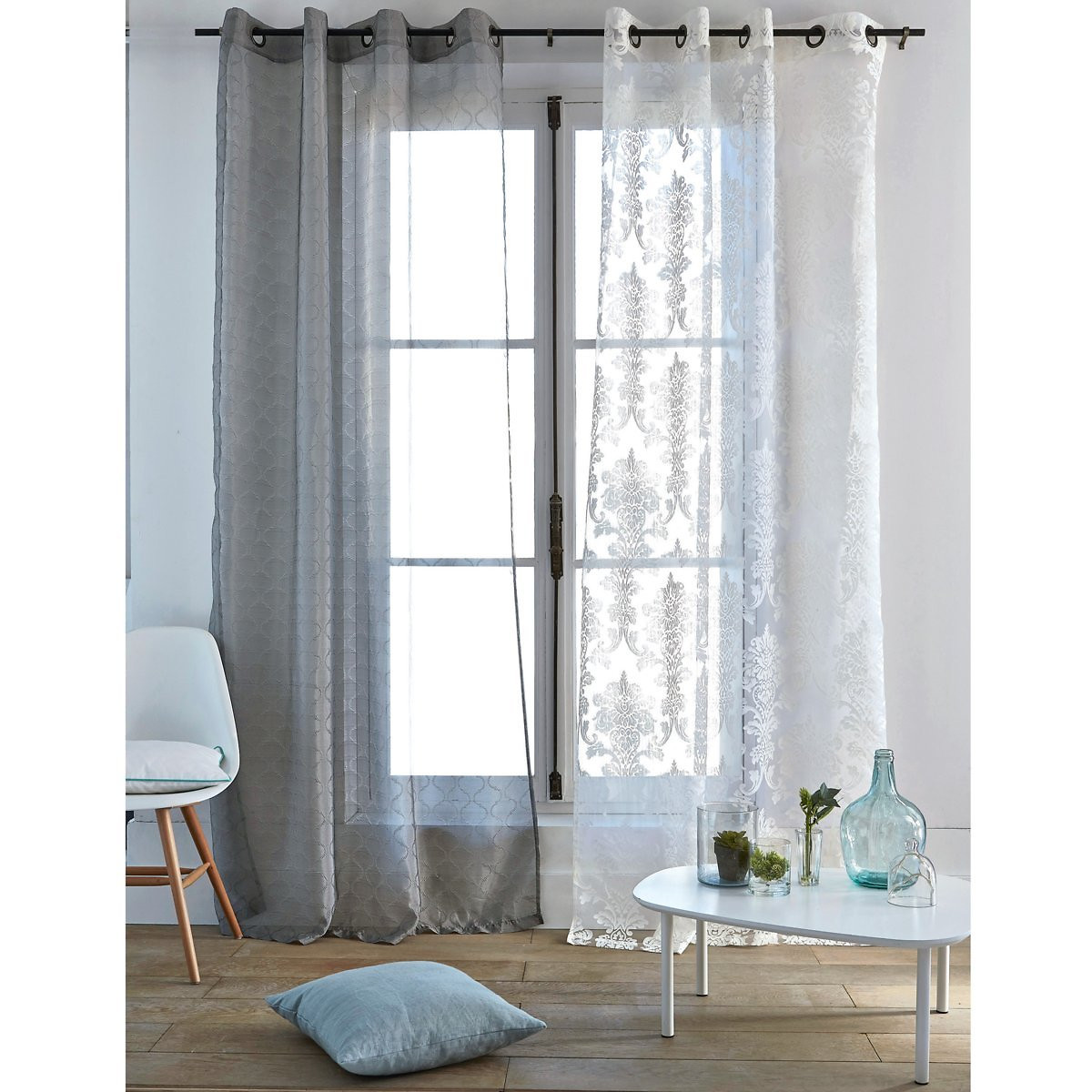 Arabesque Damask Eyelet Curtains